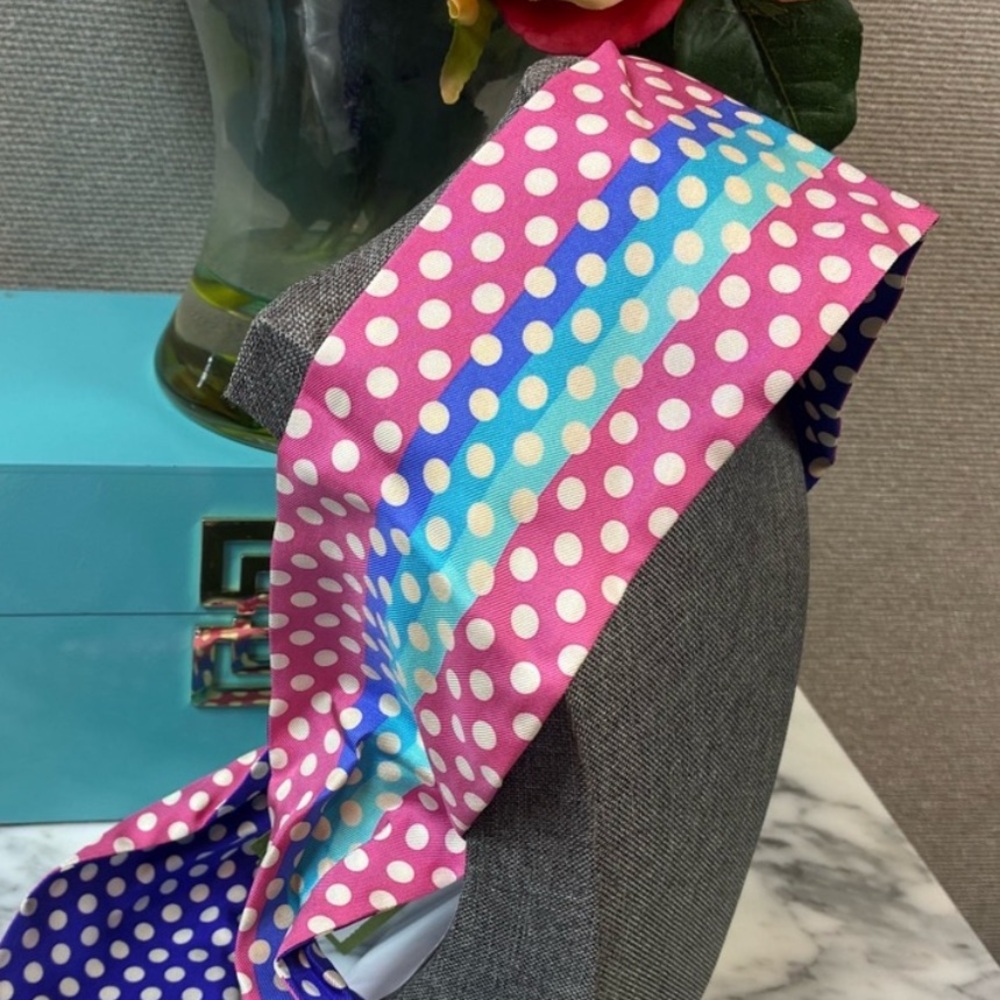 Gucci, silk, pink and purple polka Dot headband wrap NWT authentic - Picture 6 of 14